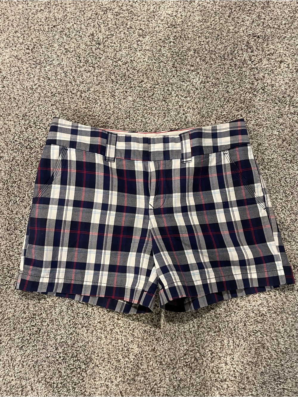 Tommy Hilfiger Navy, White and Red Plaid Bermuda Shorts